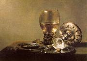 Pieter Claesz Still Life with Wine Glass and Silver Bowl oil painting picture wholesale